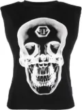 Philipp Plein graphic-print sleeveless top - Black
