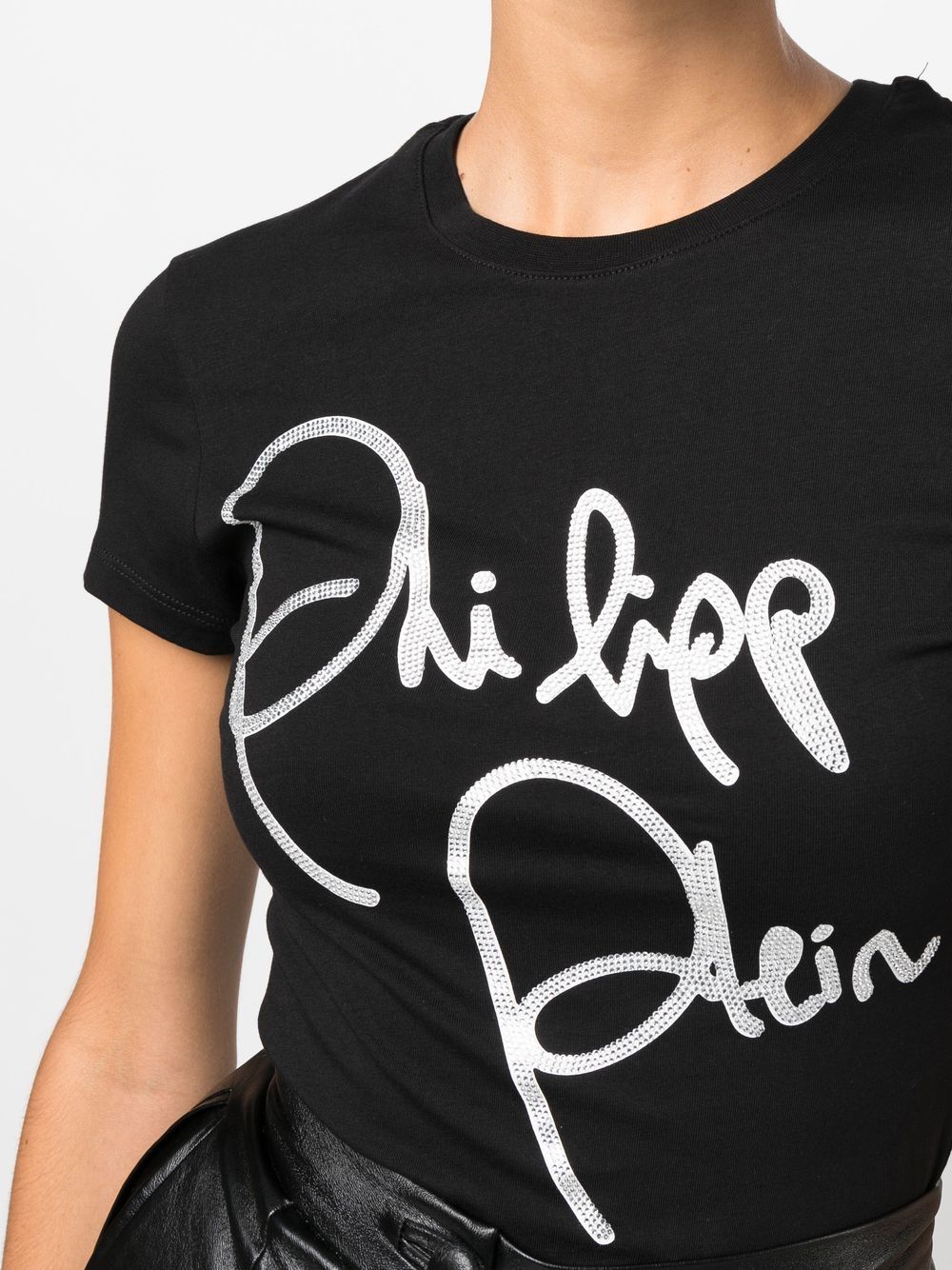 Shop Philipp Plein Logo-print Cotton T-shirt In Schwarz
