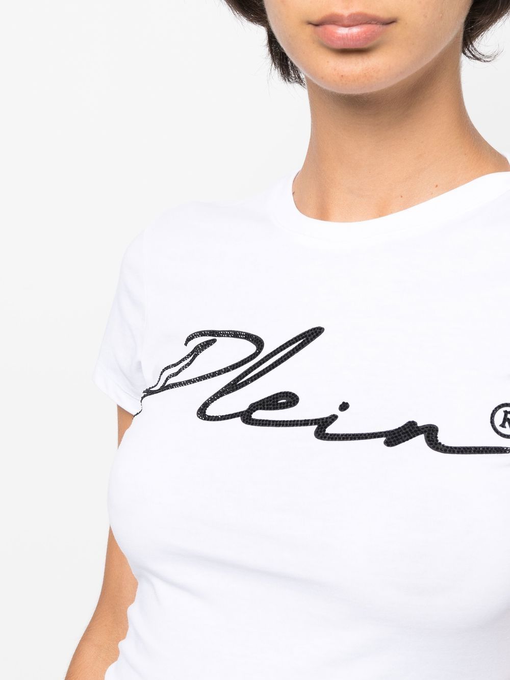 Philipp Plein script logo crystal-embellished T-shirt Women