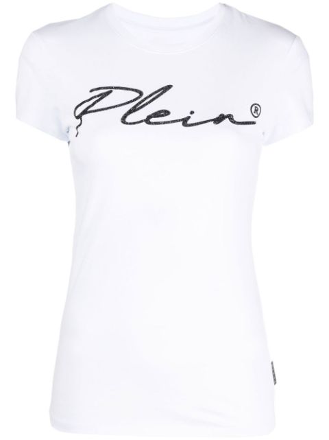 Philipp Plein script logo crystal-embellished T-shirt Women