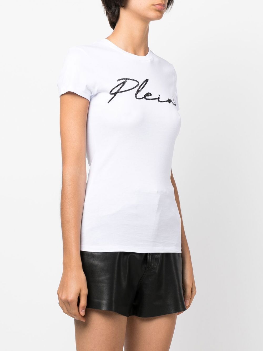 Philipp Plein script logo crystal-embellished T-shirt Women