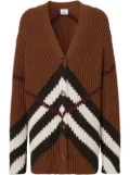 Burberry chevron-pattern ribbed cardigan - Brown