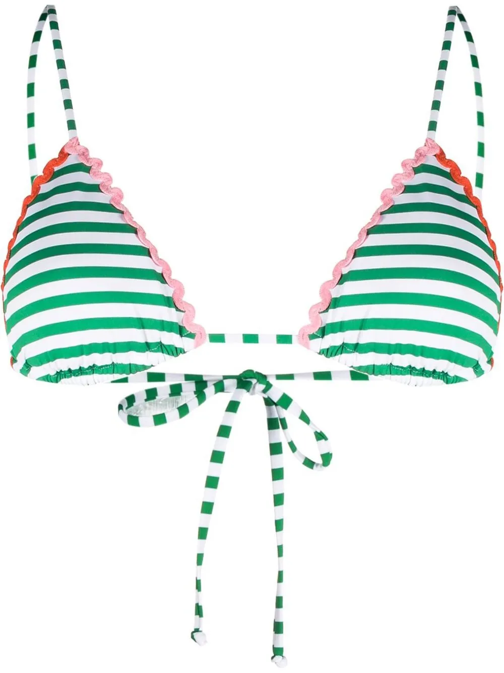 

MC2 Saint Barth top de bikini triangular a rayas - Blanco