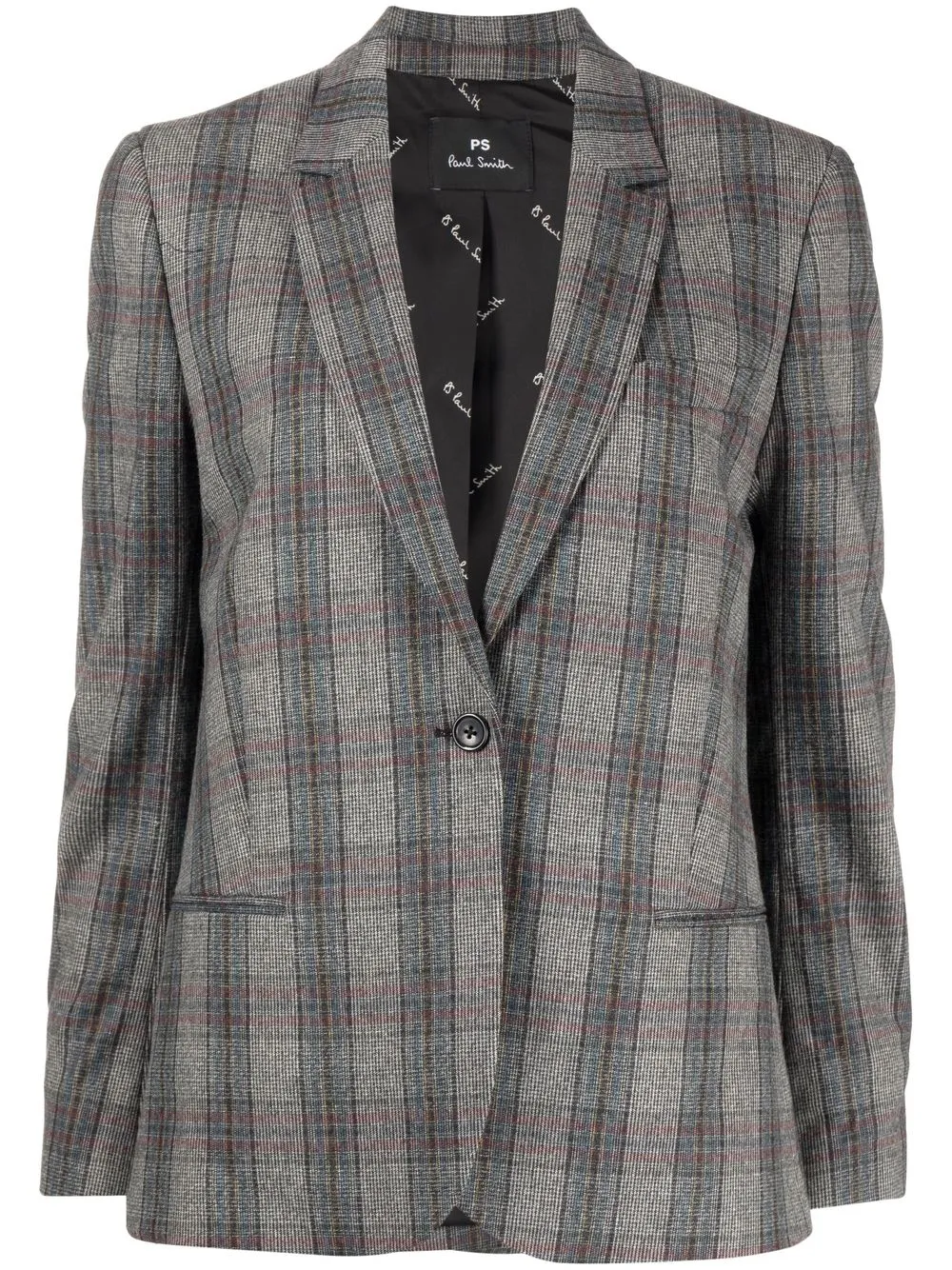 

PS Paul Smith single-breasted checked jacket - Grey