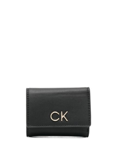 Calvin Klein cartera plegable con placa del logo 