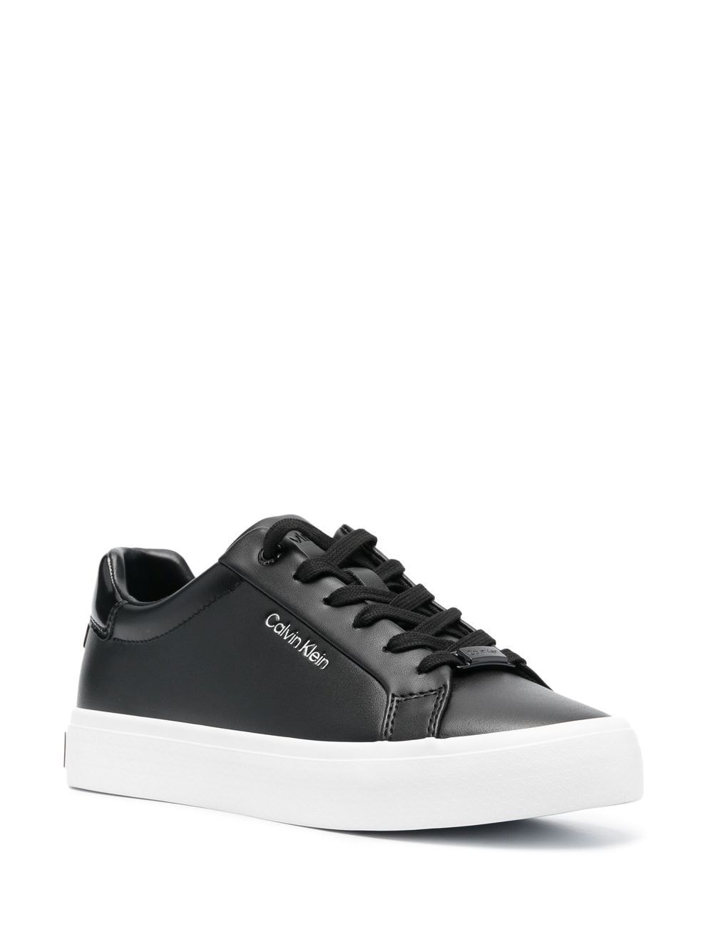 Shop Calvin Klein Vulc Nano Fox Leather Sneakers In Black