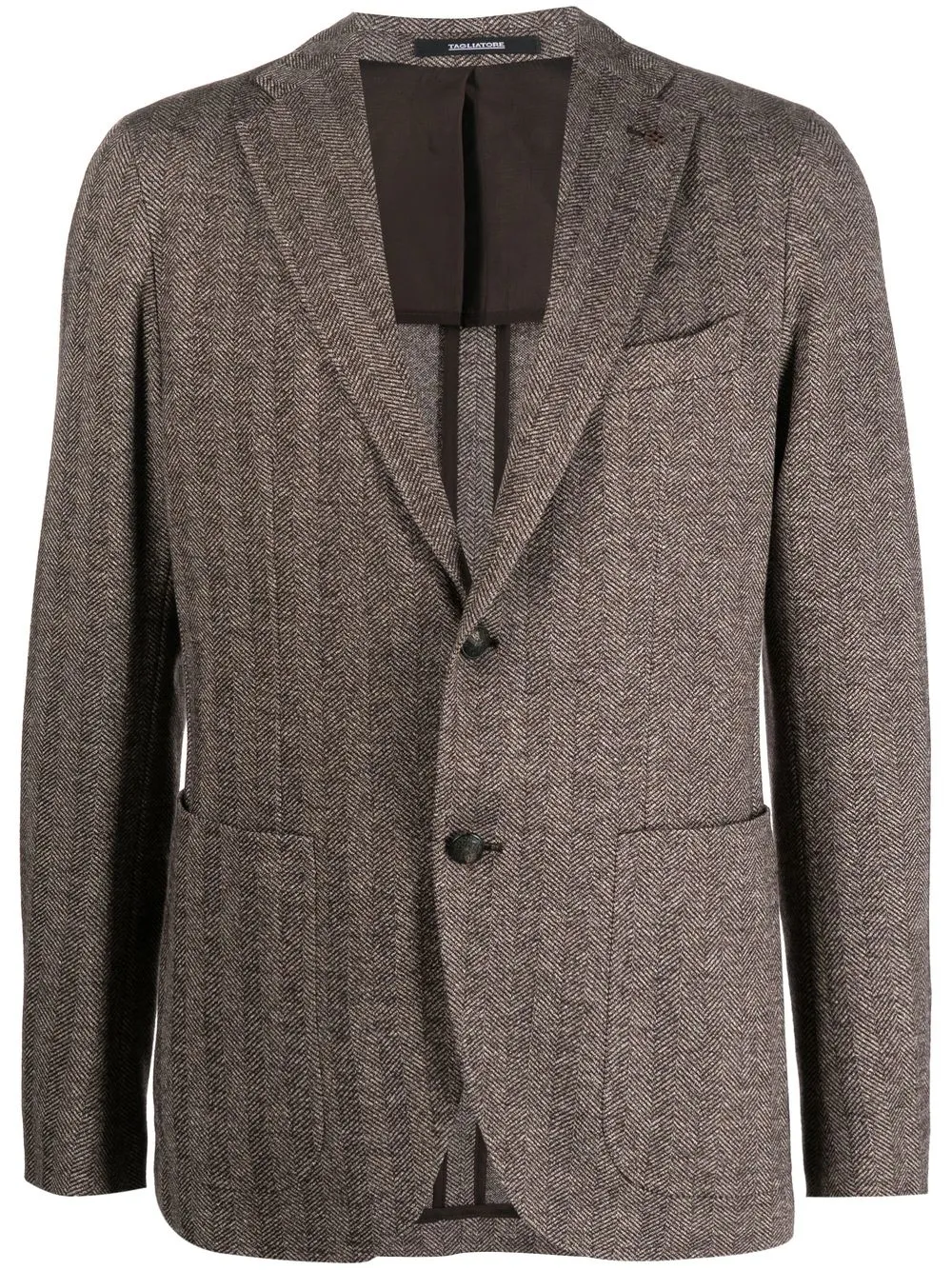 

Tagliatore blazer con botones y motivo de espiga - Marrón