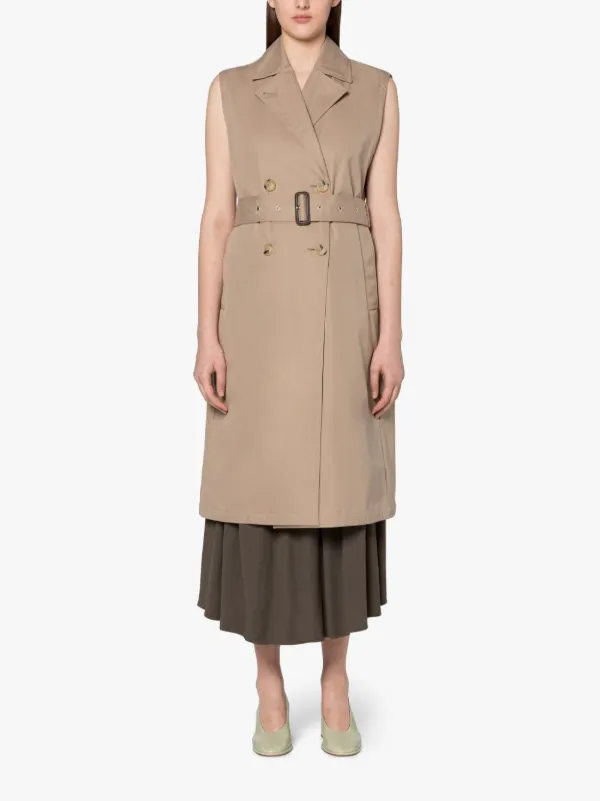 sleeveless belted trench-coat