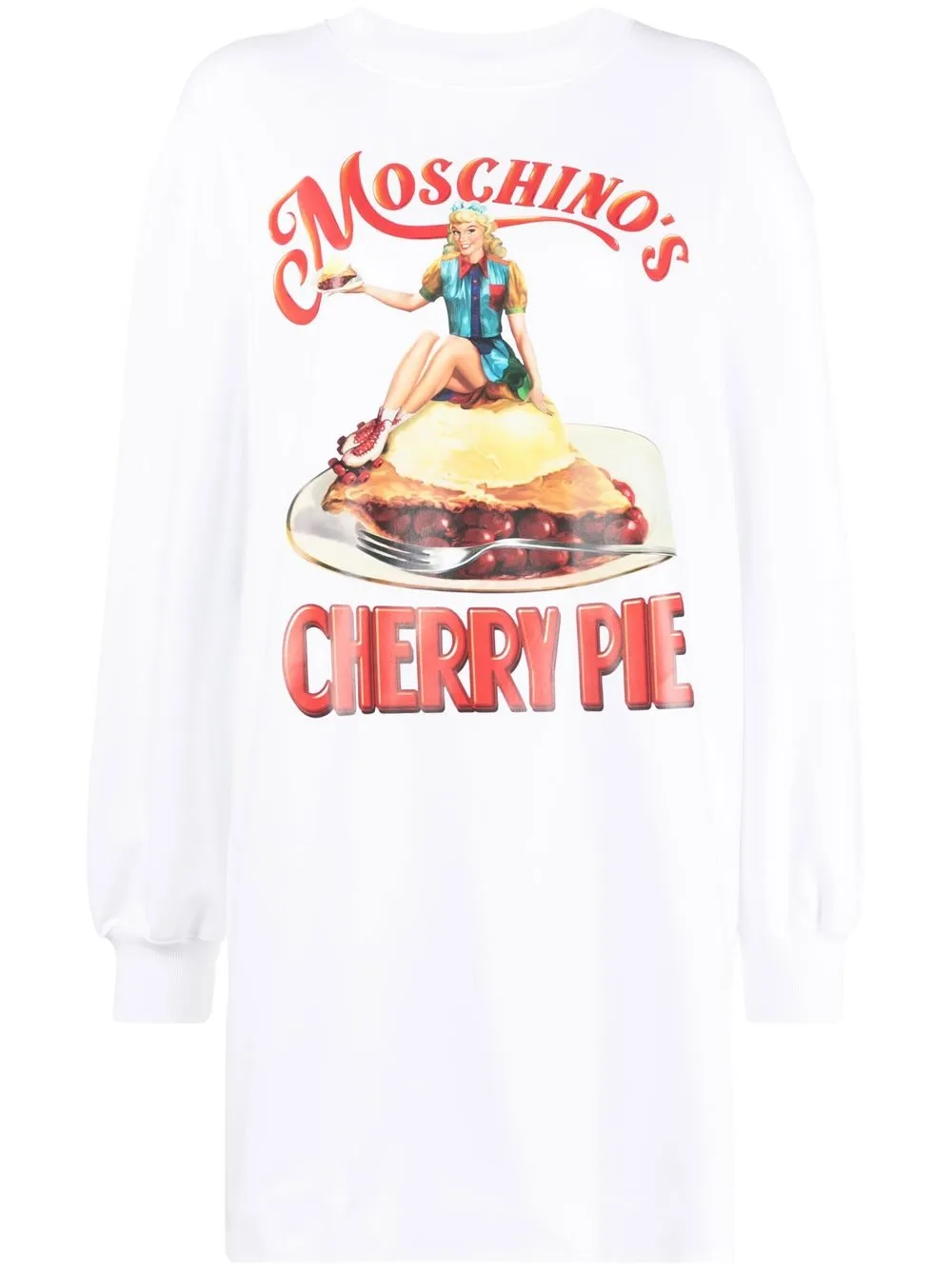 

Moschino vestido Cherry Pie estilo suéter - Blanco