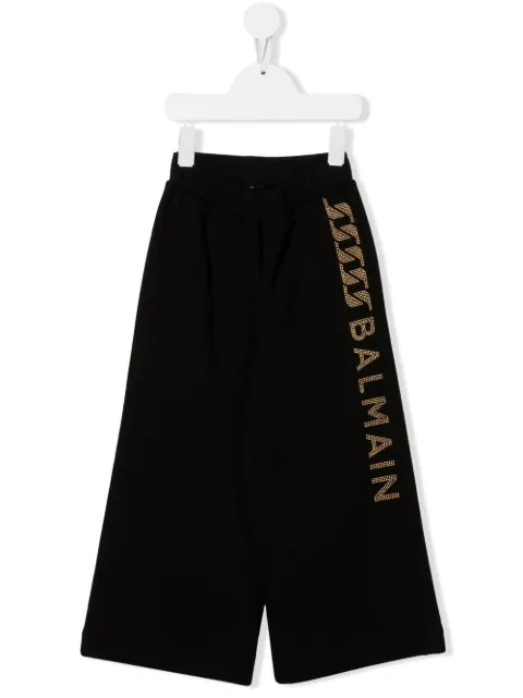 Balmain Kids logo-embellished wide-leg track pants 