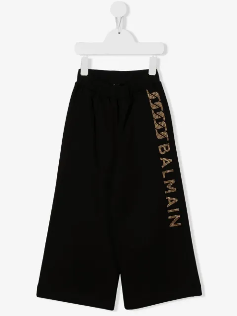 Balmain Kids pants anchos con detalle del logo 