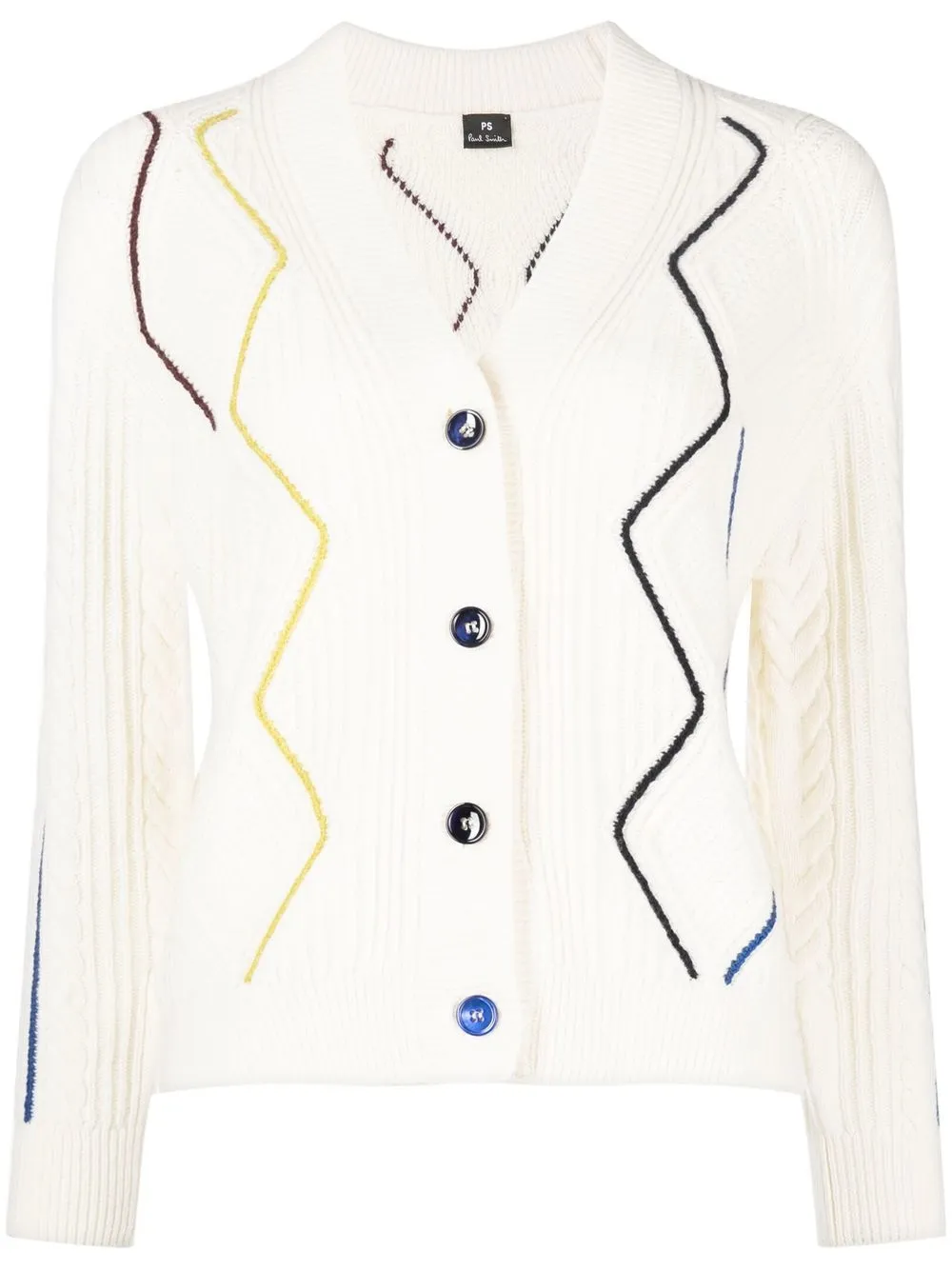 

PS Paul Smith embroidered cable-knit cardigan - White
