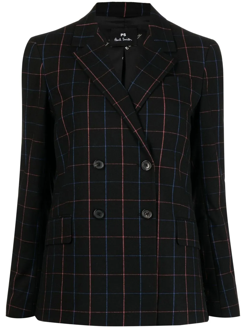 

PS Paul Smith Windowpane Flannel double-breasted blazer - Black