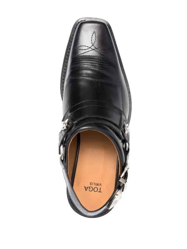 Toga Virilis Leather Slingback Loafers | Black | FARFETCH UZ