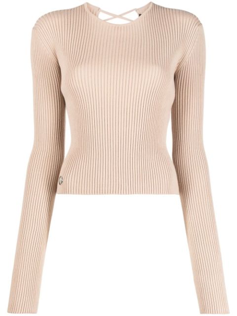 Philipp Plein lace-up detail knitted top Women