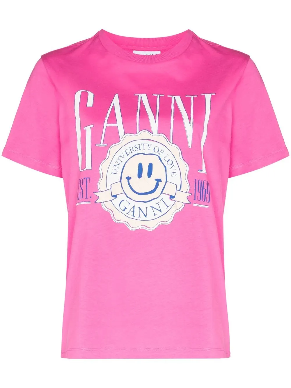 

GANNI playera con logo estampado - Rosado