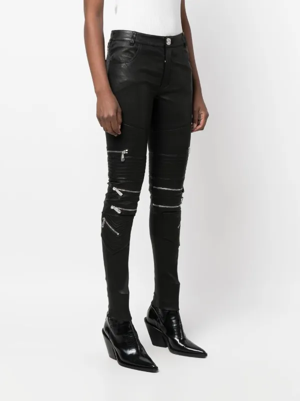Philipp Plein レザー スキニーパンツ | ブラック | FARFETCH JP