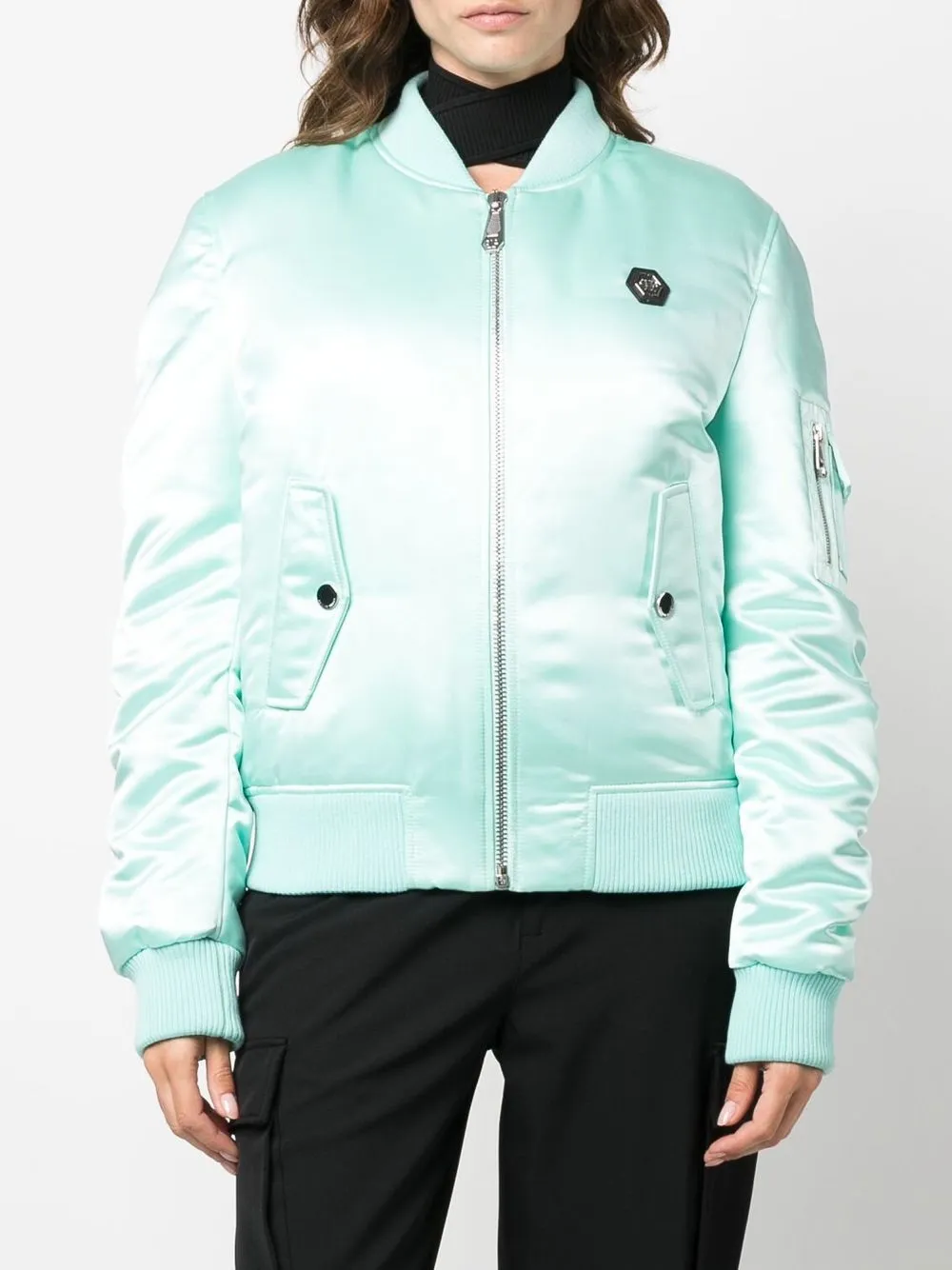  Philipp Plein Bomberjacke Im Oversized Look   Blau 