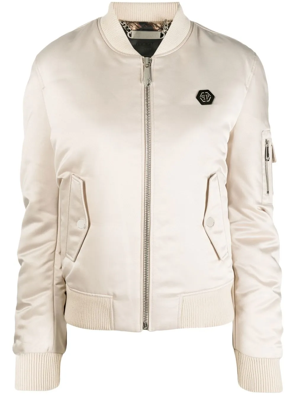 

Philipp Plein logo-patch bomber jacket - Neutrals