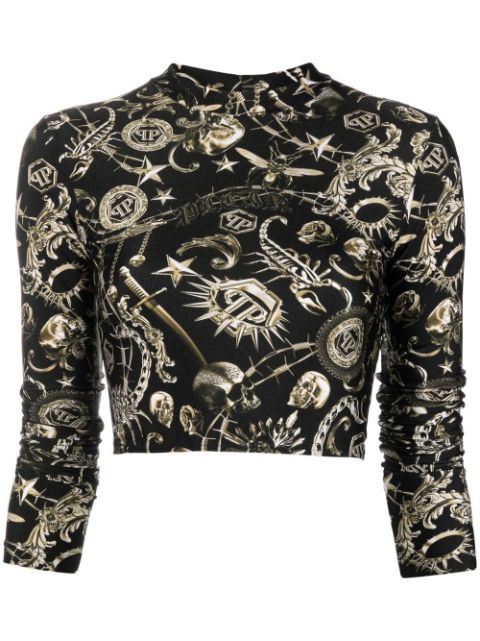 Philipp Plein graphic-print three-quarter sleeve T-shirt Women