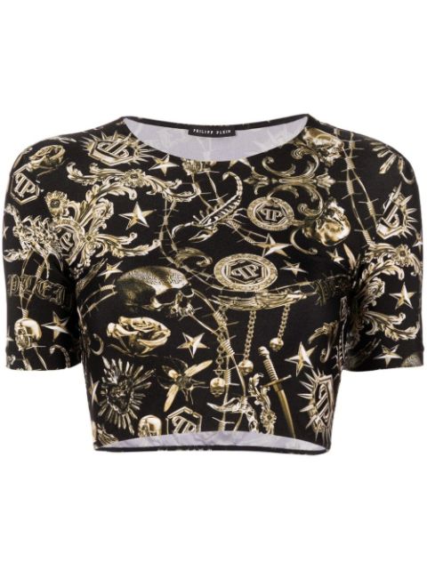 Philipp Plein graphic-print cropped T-shirt Women