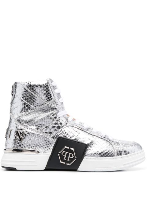 Philipp Plein snakeskin-effect high-top sneakers Men