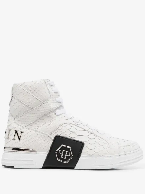 Philipp Plein zapatillas altas con efecto de piel de serpiente