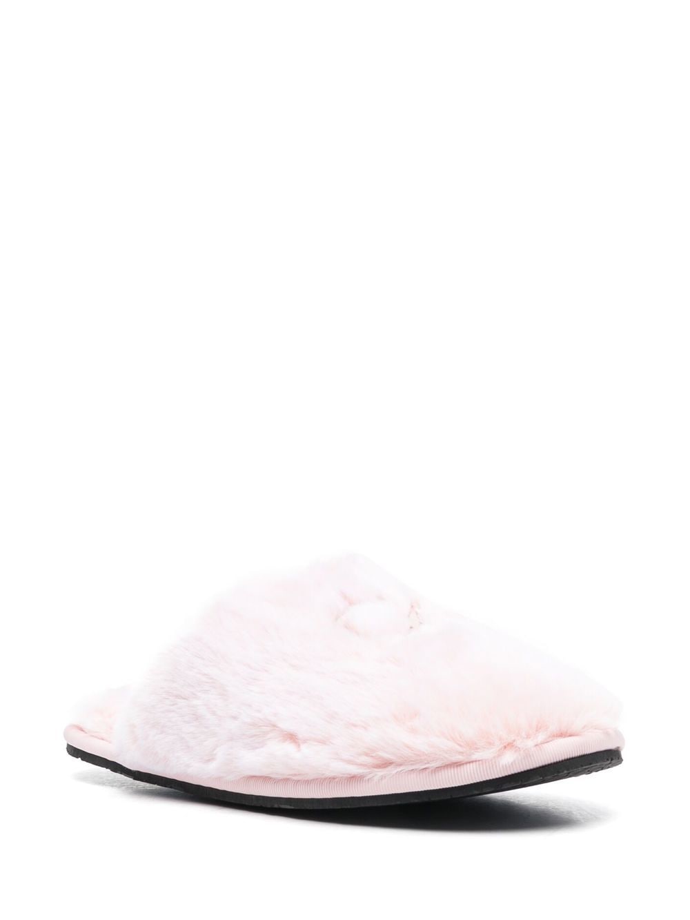 Shop Calvin Klein Logo Appliqué Faux-fur Slippers In Pink
