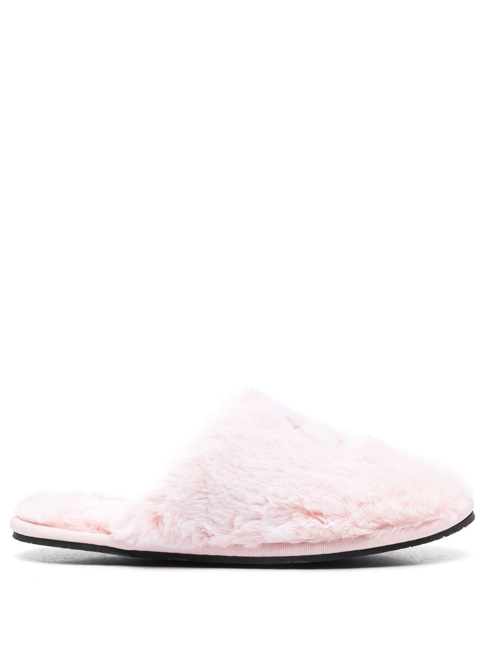 Calvin Klein Logo Appliqué Faux-fur Slippers In Pink