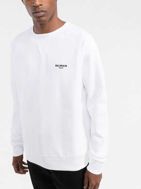 Balmain flocked logo Sweatshirt White FARFETCH AO