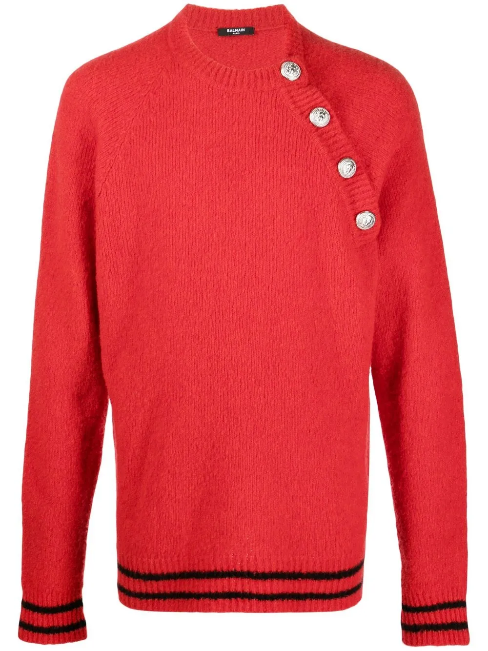 

Balmain button-embossed knitted jumper - Red