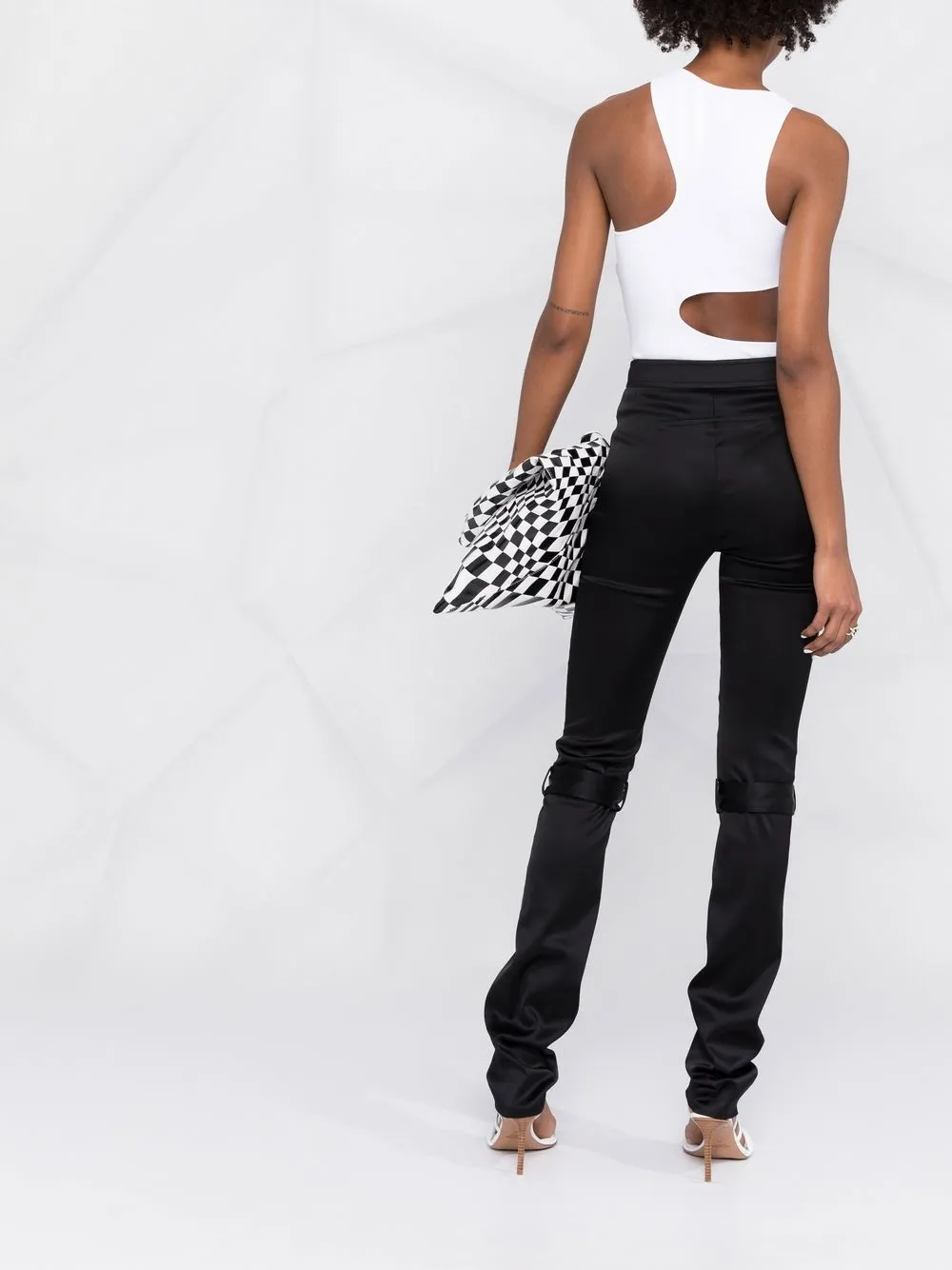 Courrèges Strap Satin Trousers In Black