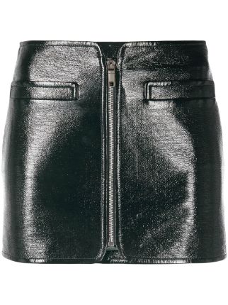 Black vinyl outlet skirt with zip