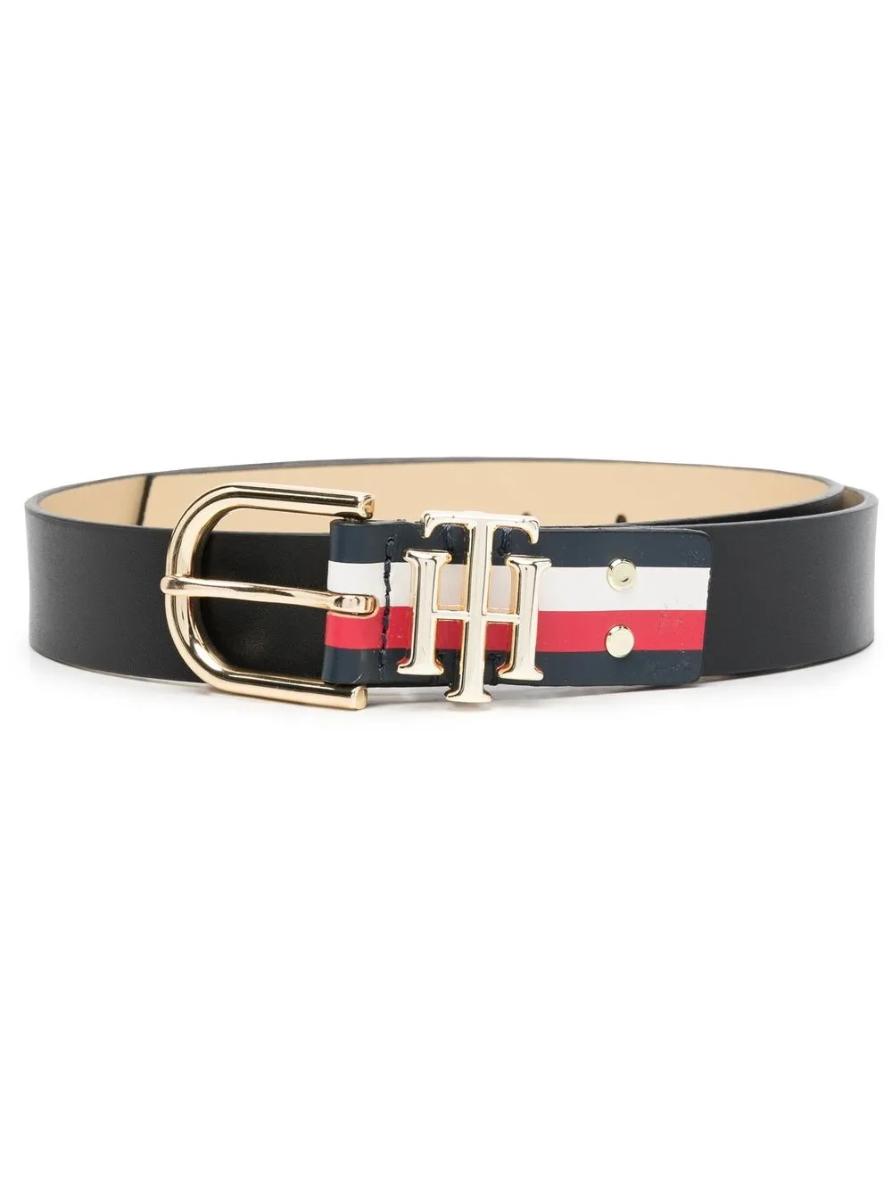 logo-plaque leather belt