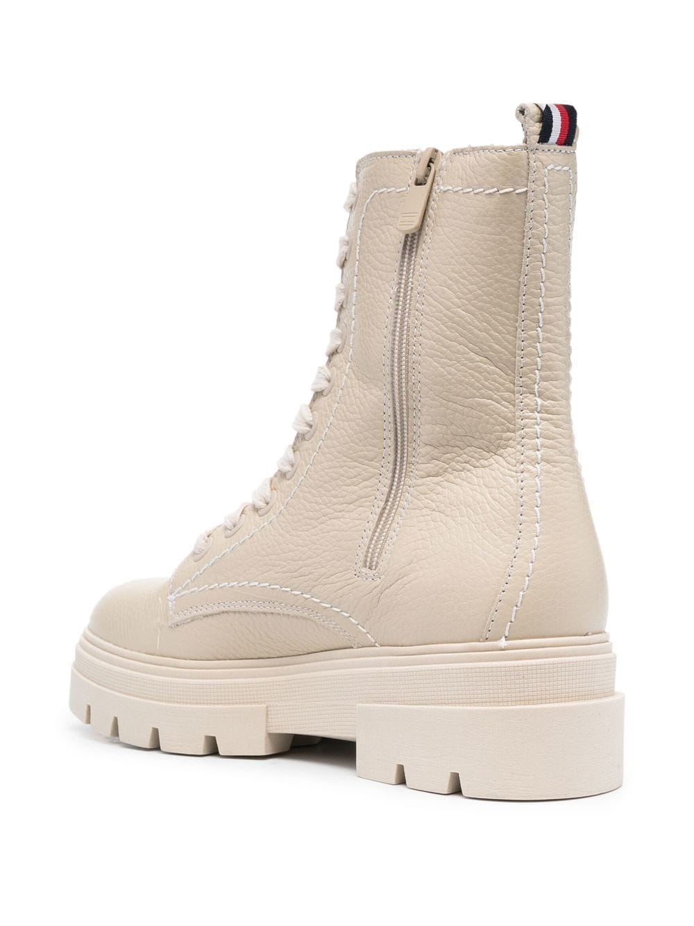 Shop Tommy Hilfiger Lace-up Leather Ankle Boots In Neutrals