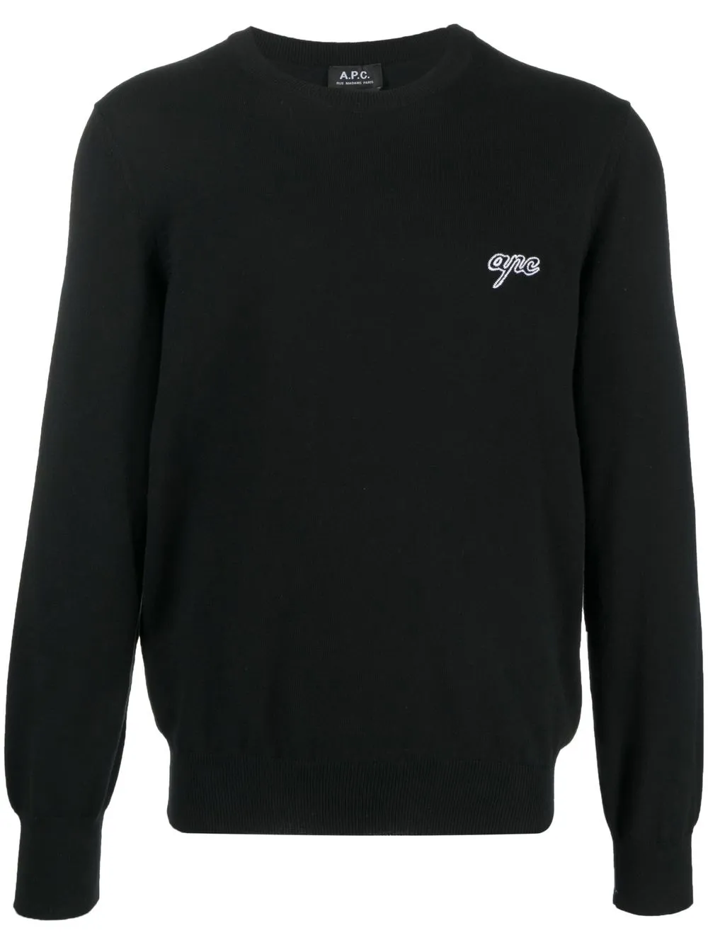 

A.P.C. logo embroidered crew-neck jumper - Black