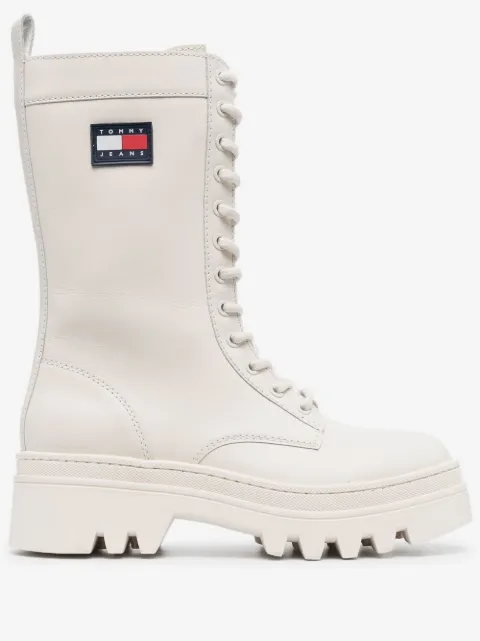 Tommy Jeans Twelve logo-patch leather boots