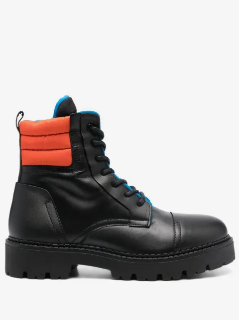 Tommy Jeans padded-detail lace-up boots
