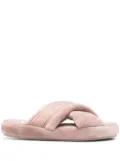 Tommy Hilfiger crossover straps faux-fur slippers - Pink