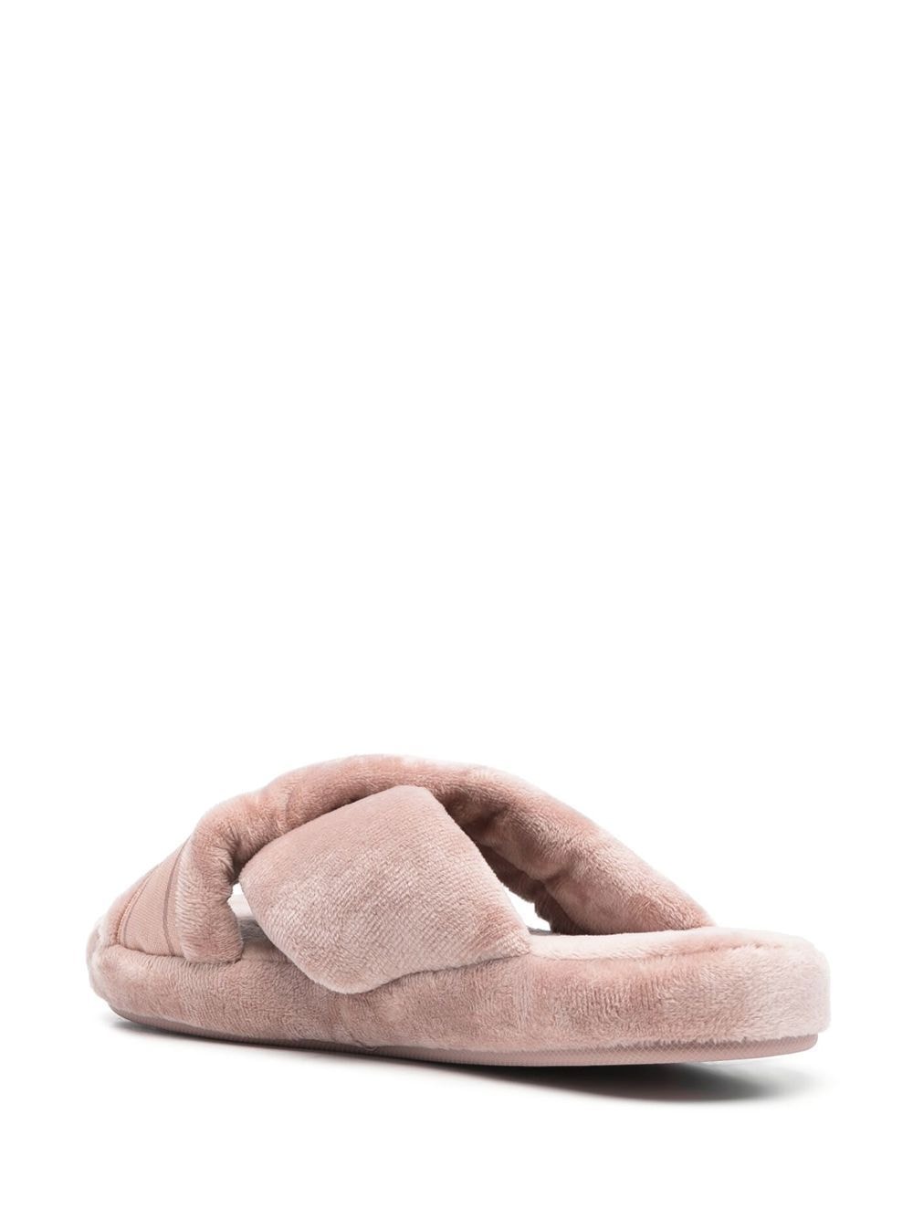 Shop Tommy Hilfiger Crossover Straps Faux-fur Slippers In Pink