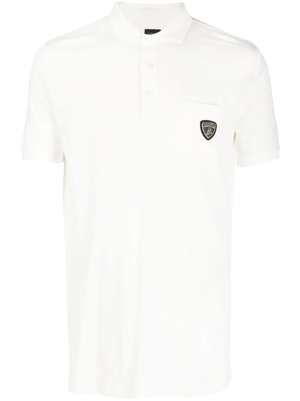 

Automobili Lamborghini playera tipo polo con parche del logo - Blanco