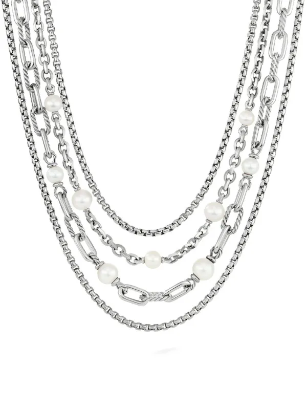 David Yurman Layered Pearl Chain Necklace Farfetch