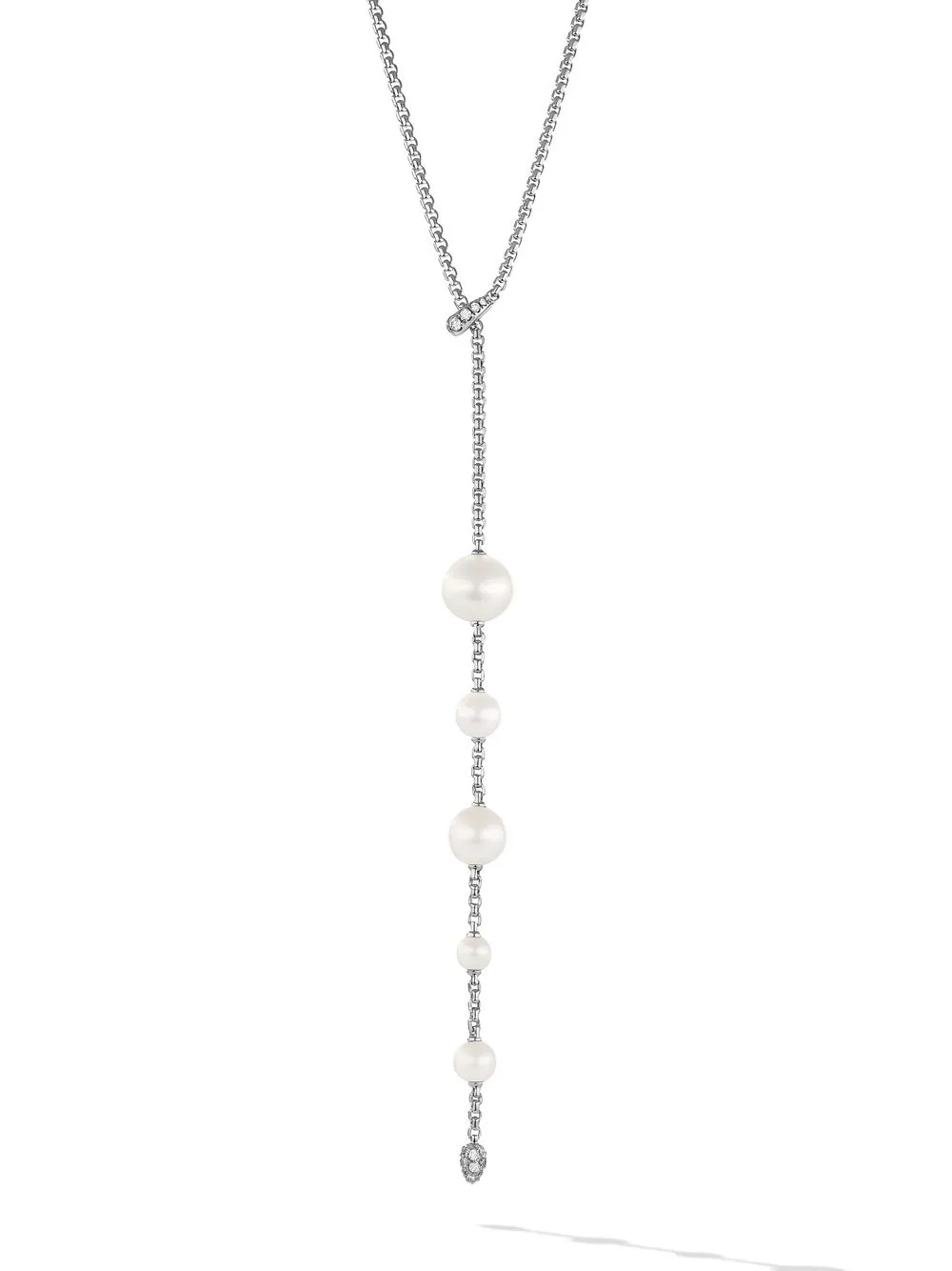 

David Yurman pearl and diamond lariat chain necklace - Silver