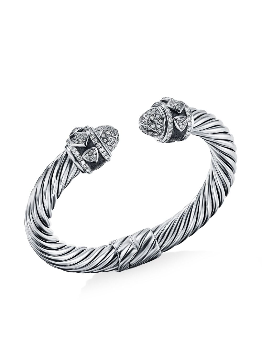 Shop David Yurman Sterling Silver Renaissance Diamond Cuff Bracelet In Dsbadi