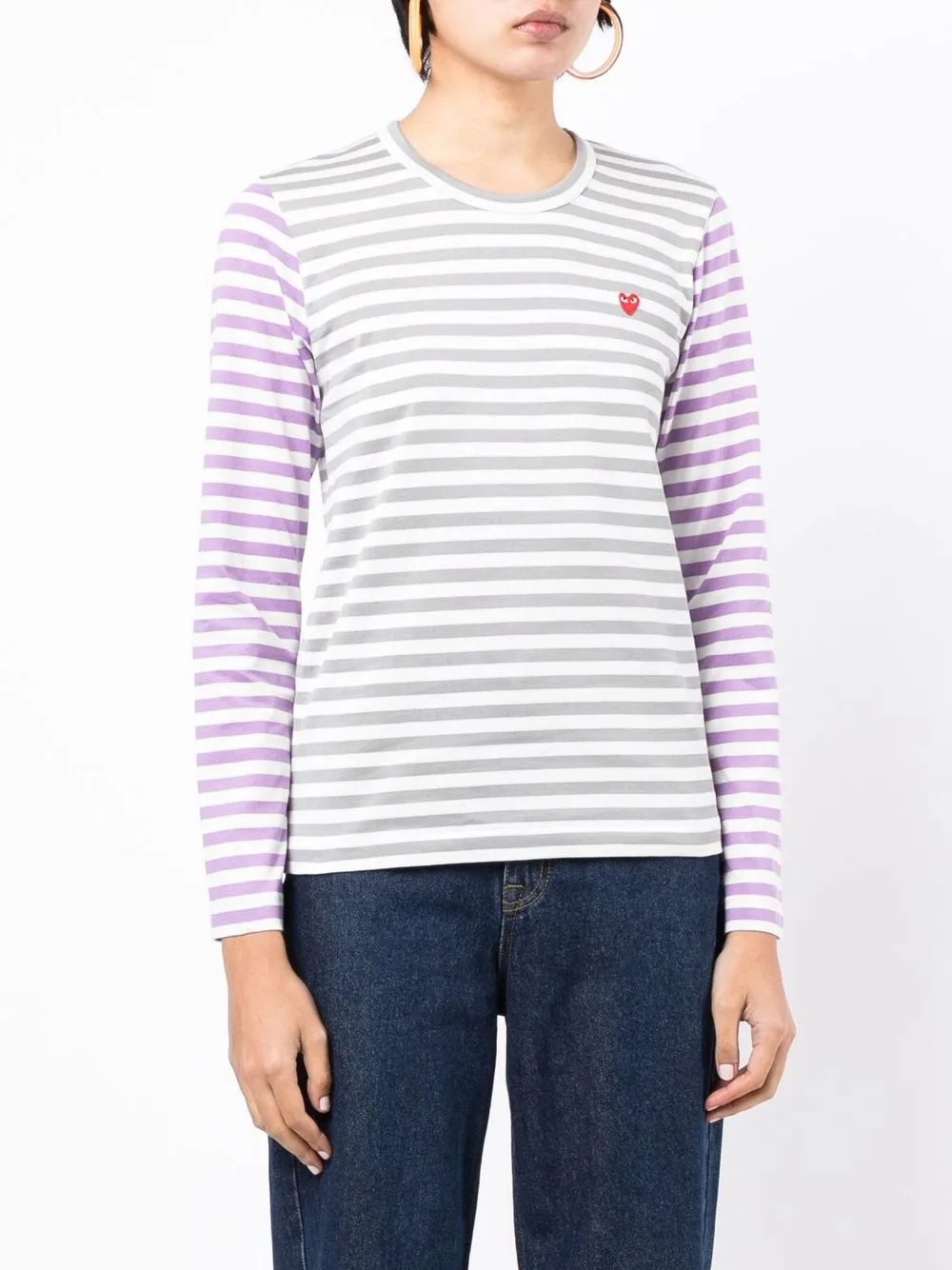 Comme Des Garçons Play Gestreept T-shirt Paars