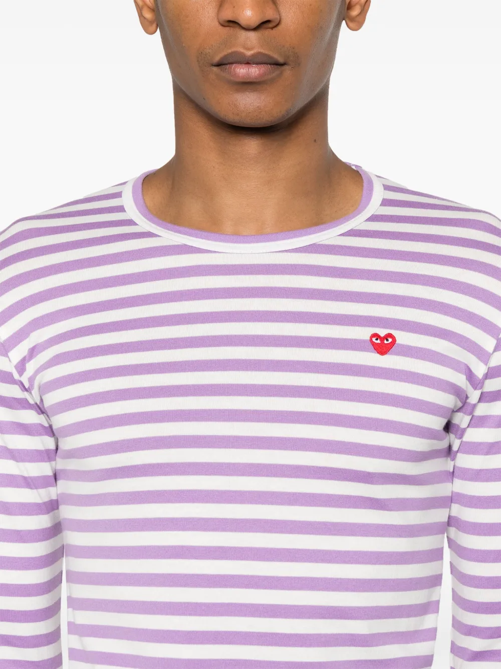 【ギフト】 Comme Des Garçons Play long-sleeve Striped T-shirt | Purple トップス