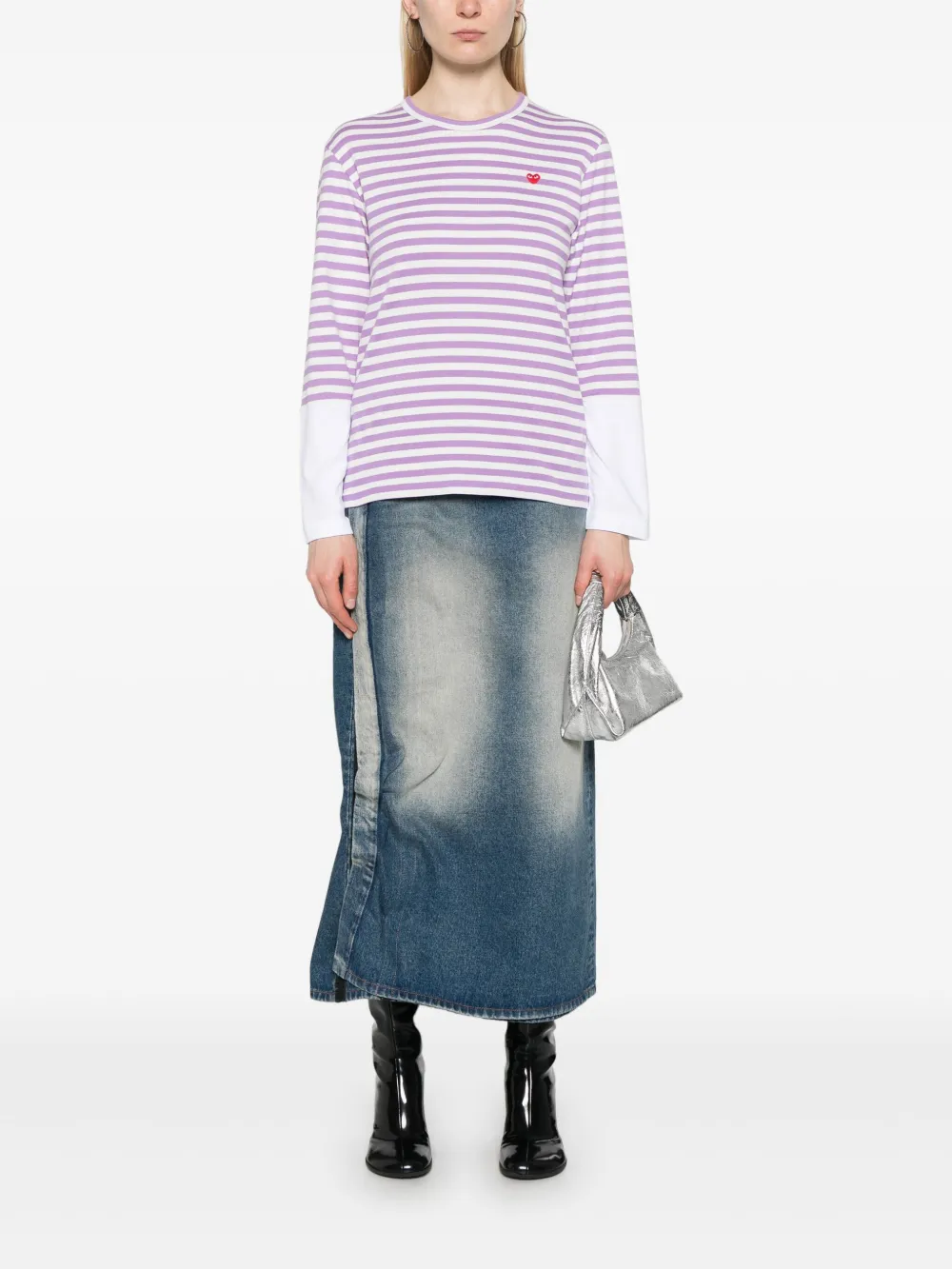Comme Des Garçons Play long-sleeve Striped T-shirt | Purple | FARFETCH
