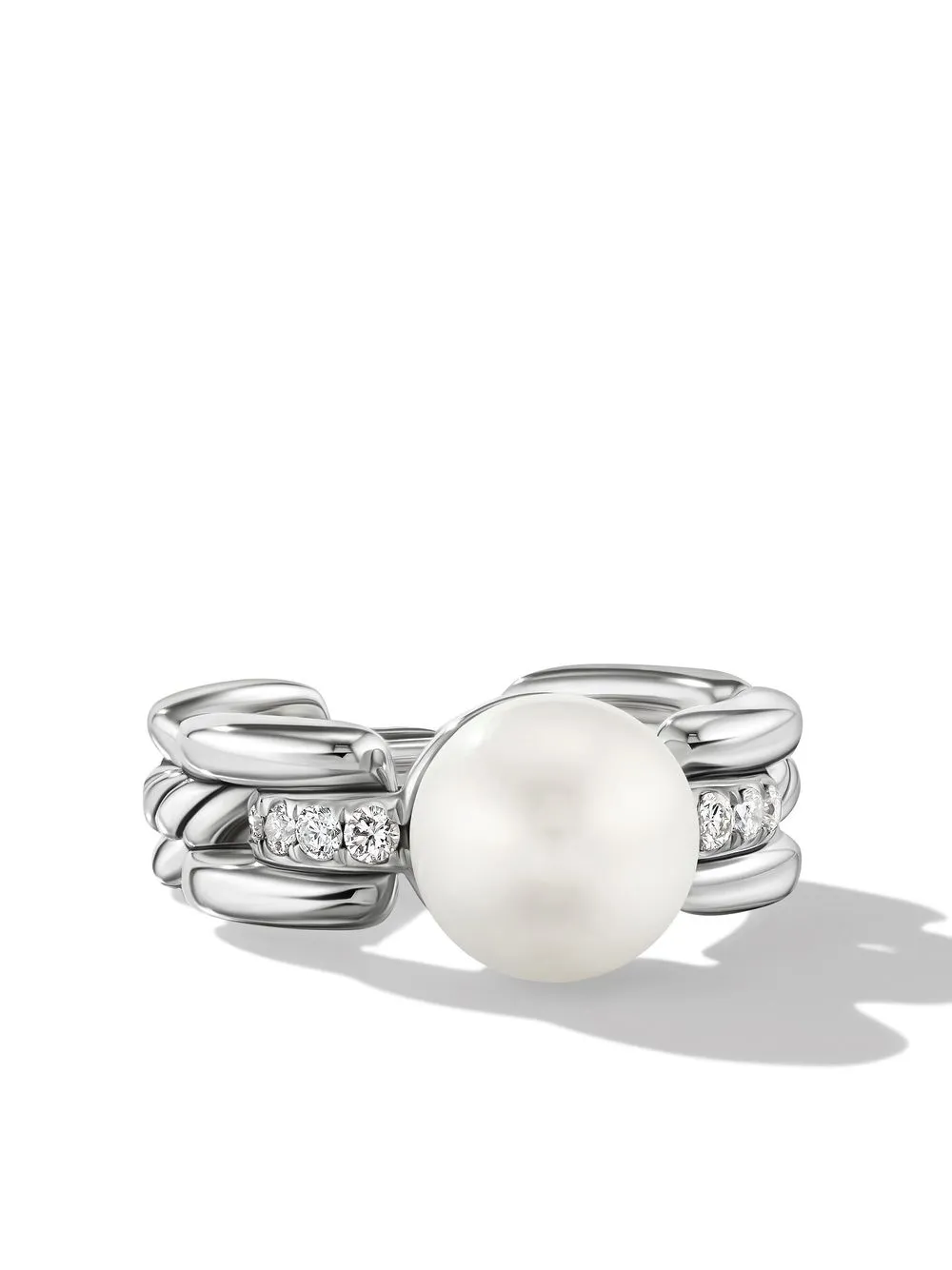 

David Yurman 18kt white gold Madison pearl and diamond ring - Silver