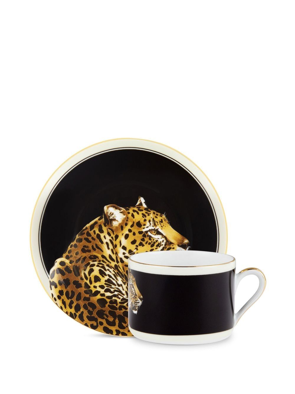 Dolce & Gabbana Theekop set met tijgerprint - Zwart
