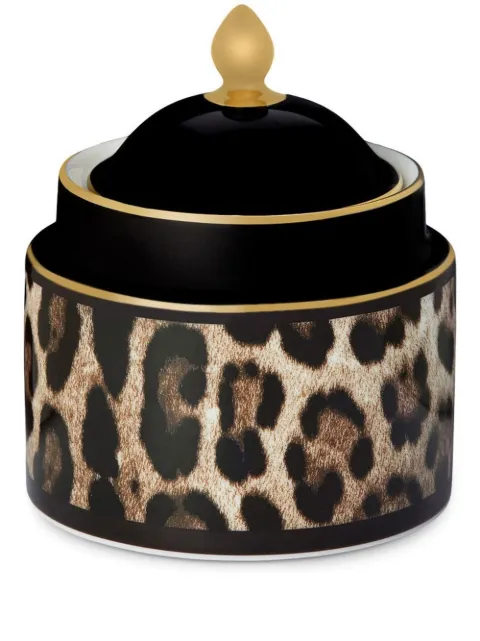 Dolce & Gabbana leopard-print porcelain sugar bowl